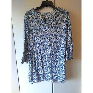Womens Ditsy Floral Tunic Top Plus Size 3x Flowy Relaxed Boho Cottage